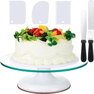 6 Pcs 12 Inch Cake Turntable Set Glass Revolving Cake Spinner Stand Decorating Supplies